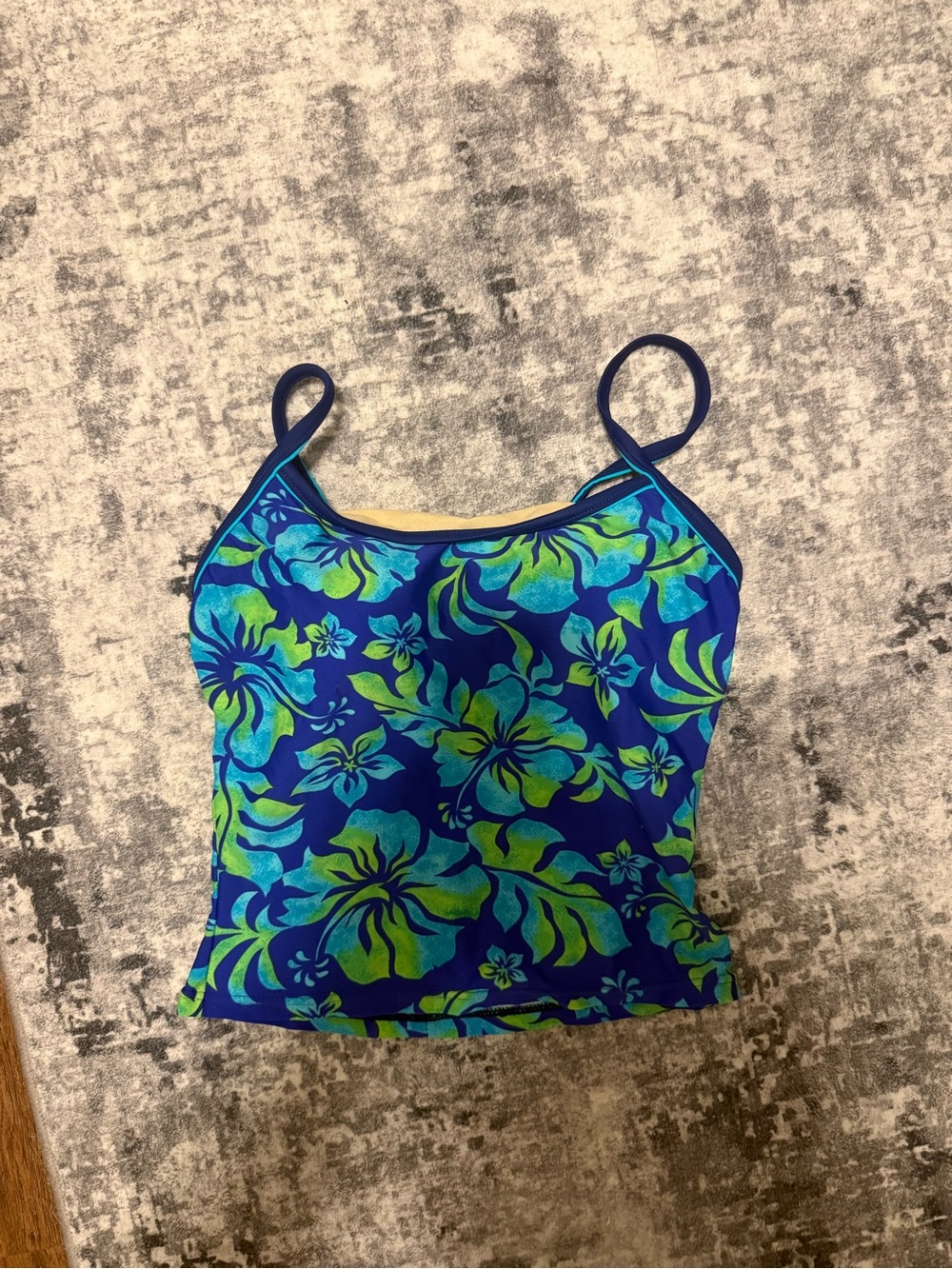 Vintage Blue & Green Floral Tank Top